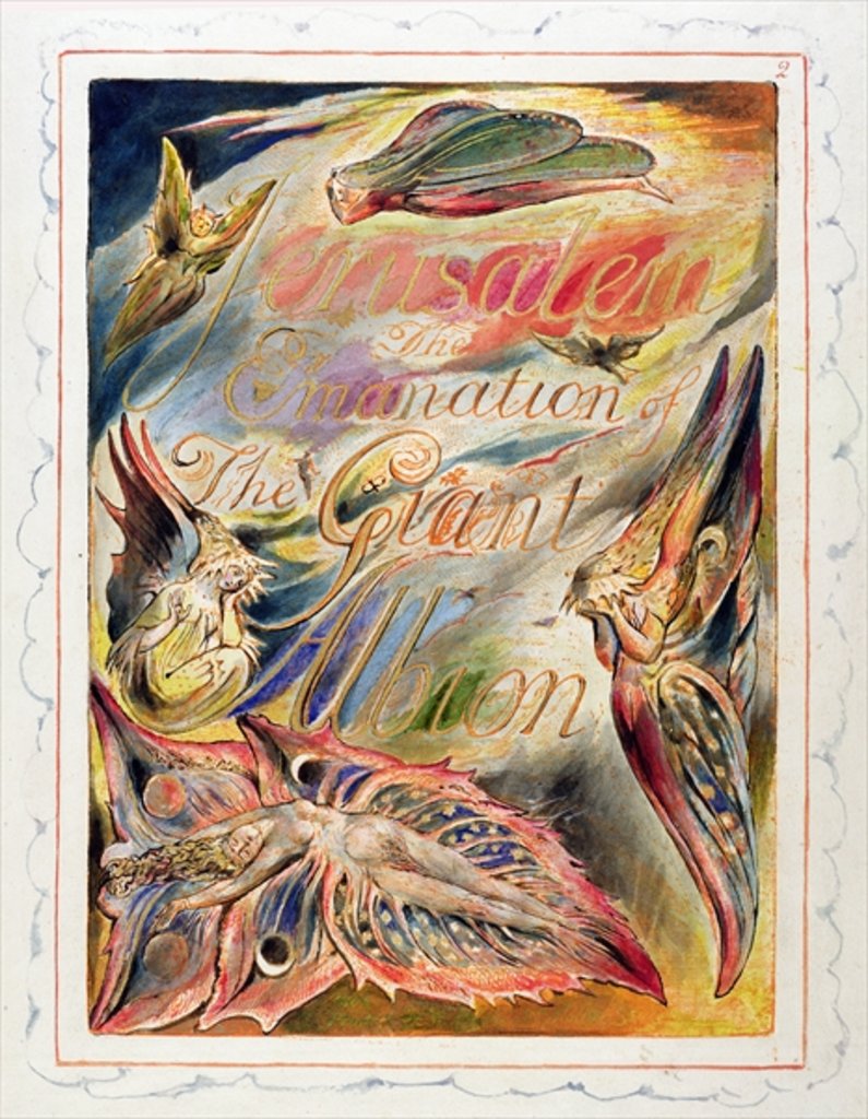 Detail of Title Page for 'Jerusalem: The Emanation of the Giant Albion, 1804-20 by William Blake