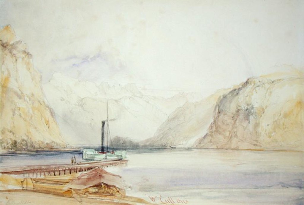 Detail of Wallenstadt, from Wesen, Switzerland by William Callow