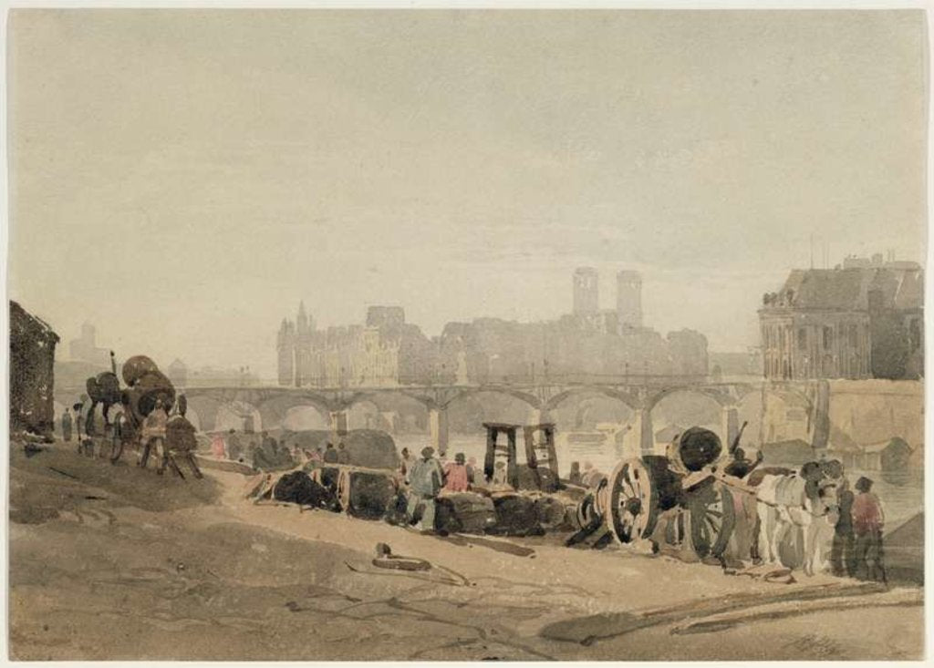 Detail of Ile de la Cite, Paris, by Richard Parkes Bonington