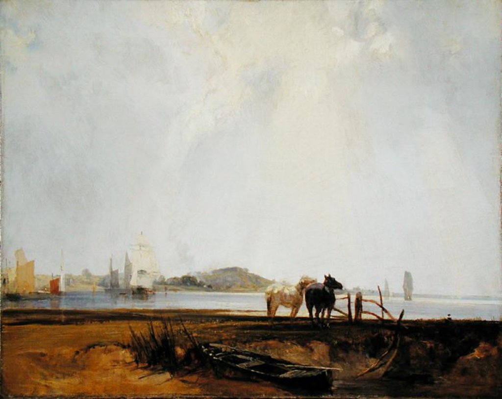 Detail of Landscape near Quilleboeuf, France, c.1824-25 by Richard Parkes Bonington