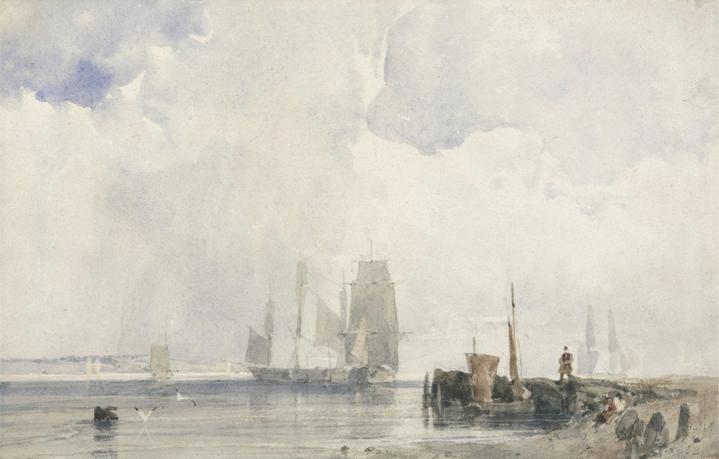 Detail of Shipping on an Estuary by Richard Parkes Bonington
