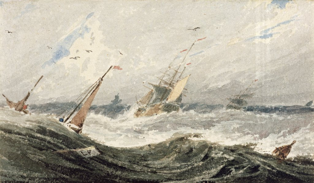 Detail of Boats on a Stormy Sea by Francois Louis Thomas Francia