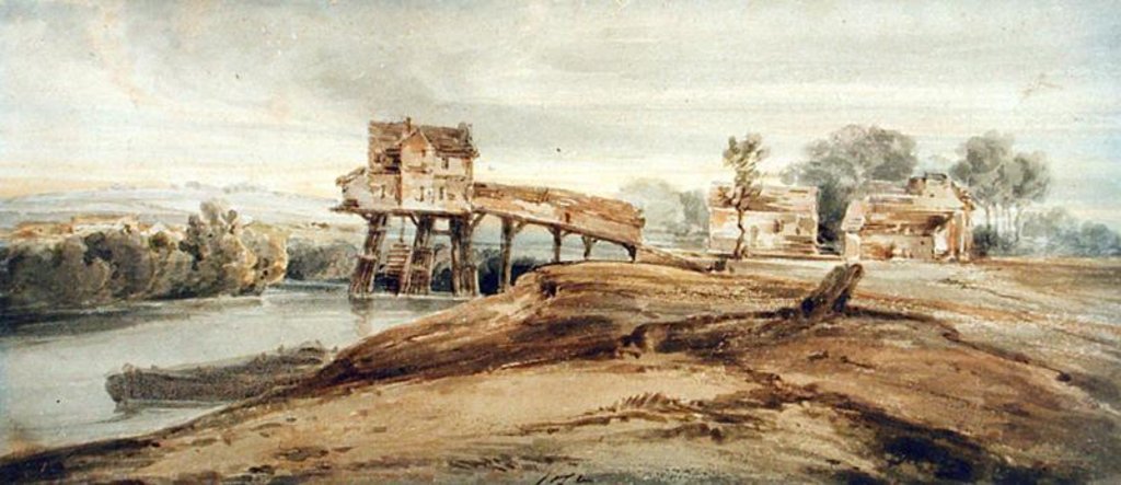 Detail of The Watermill above the Bridge at Charenton, after a painting by Thomas Girtin by Francois Louis Thomas Francia