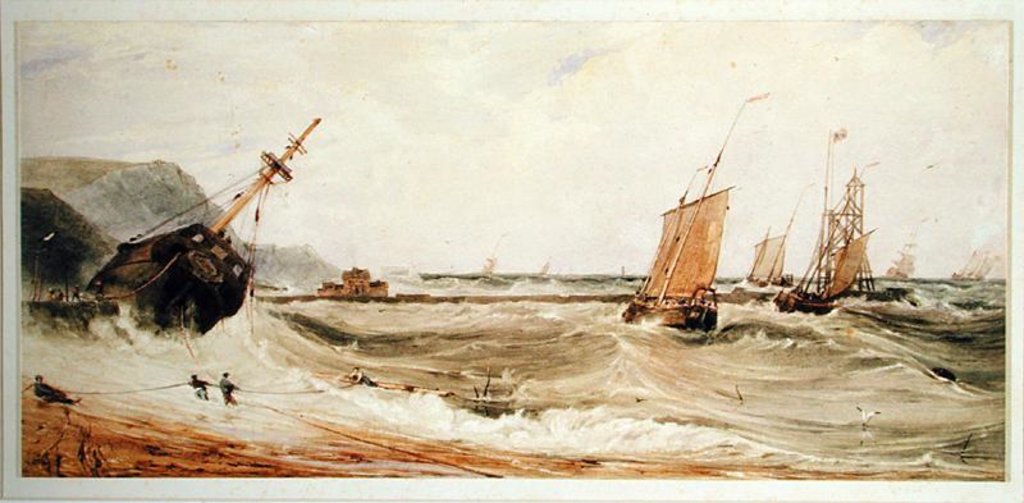 Detail of Boulogne Harbour by Francois Louis Thomas Francia