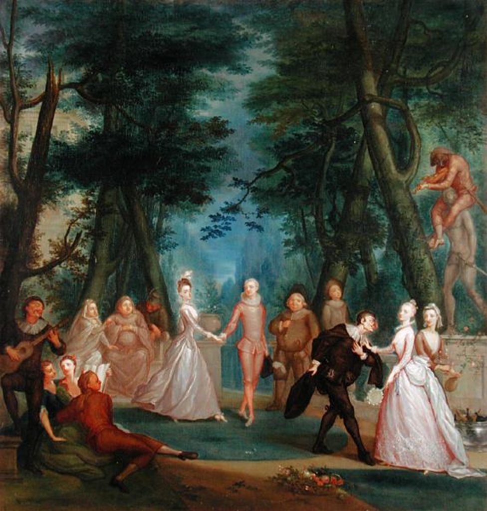 Detail of Scene in a Park, with figures from the Commedia dell'Arte, c.1735 by Marcellus the Younger Laroon
