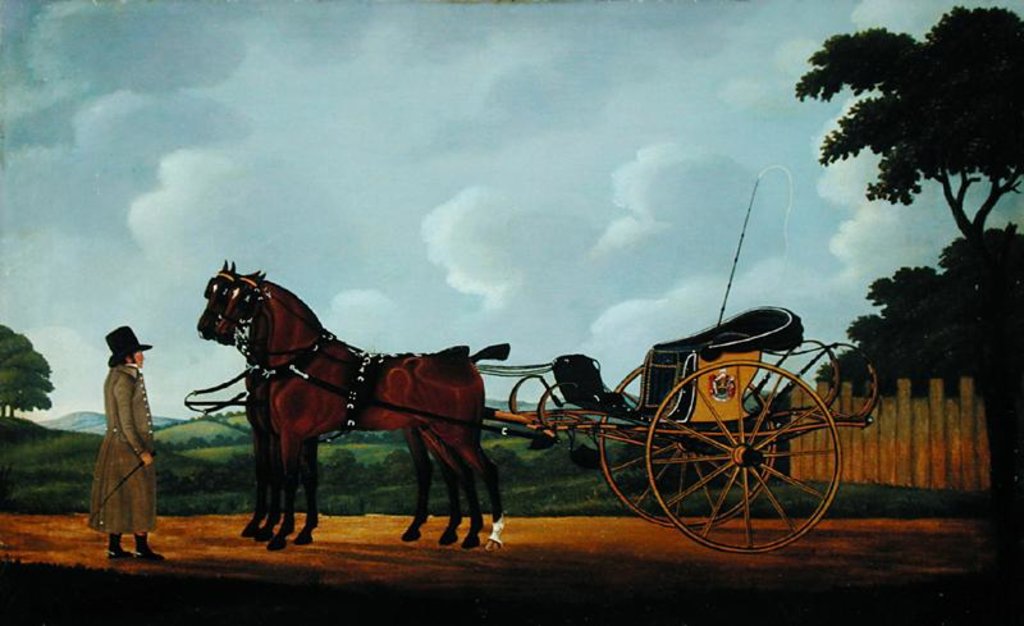 Detail of A Gentleman with his Pair of Bays Harnessed to a Curricle by John Cordrey