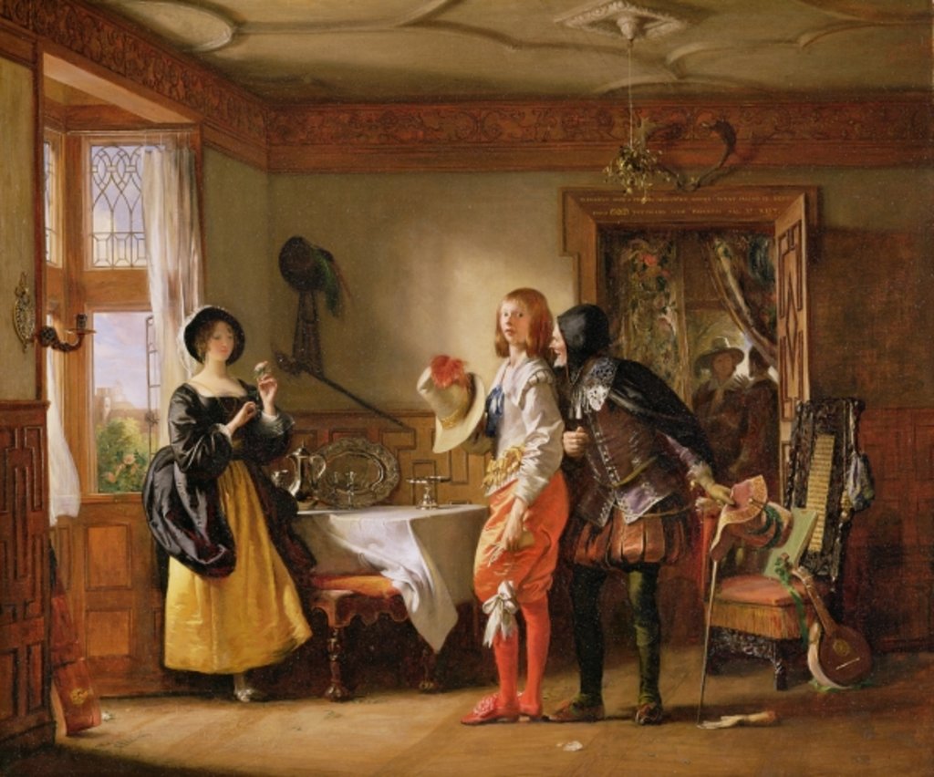 Detail of Slender, with the assistance of Shallow, Courting Anne Page by Charles Robert Leslie
