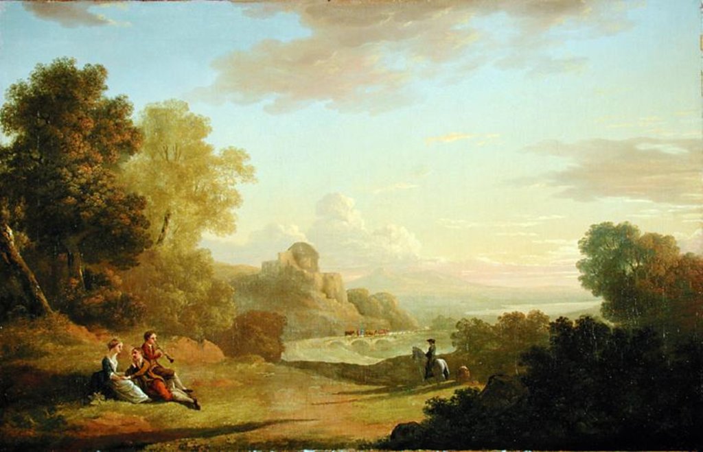 Detail of An Imaginary Landscape with a Traveller and Figures Overlooking the Bay of Baiae, 1773 by Thomas Jones