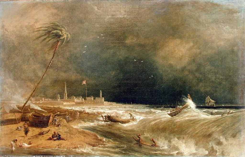 Detail of Madras, or Fort St. George, in the Bay of Bengal - A Squall Passing Off, 1833 by William Daniell