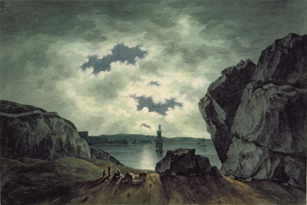 Detail of Bay Scene in Moonlight, 1787 by John Warwick Smith