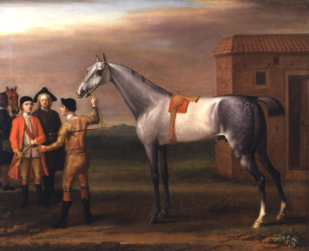 Detail of Lamprey, with his owner, Sir William Morgan, at Newmarket, 1723 by John Wootton