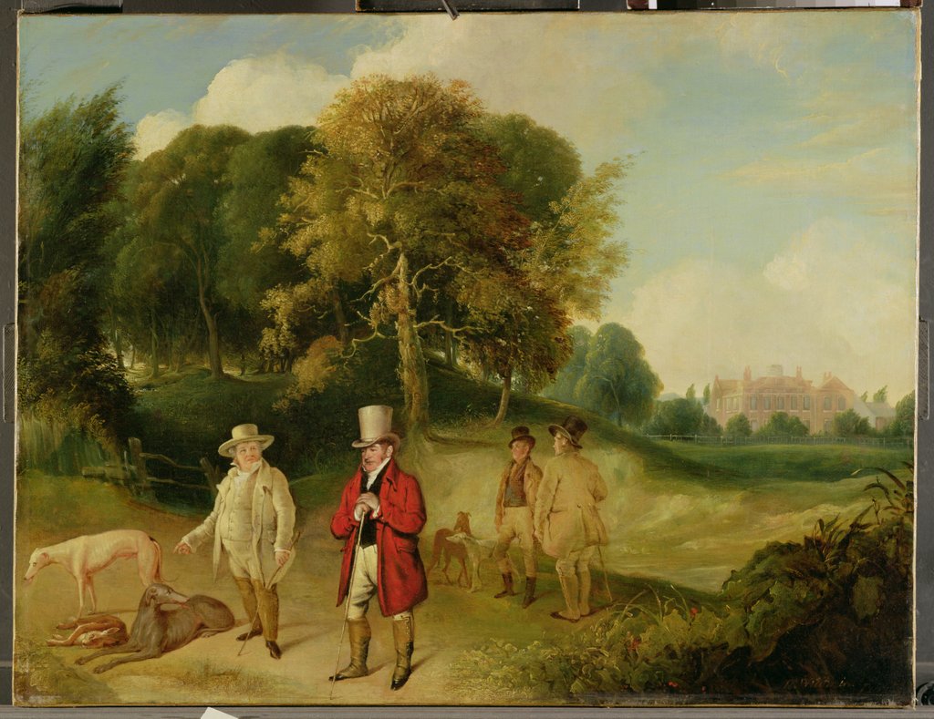 Detail of J. M. W. Turner and Walter Ramsden Fawkes at Farnley Hall, c.1820-24 by John Robert Wildman