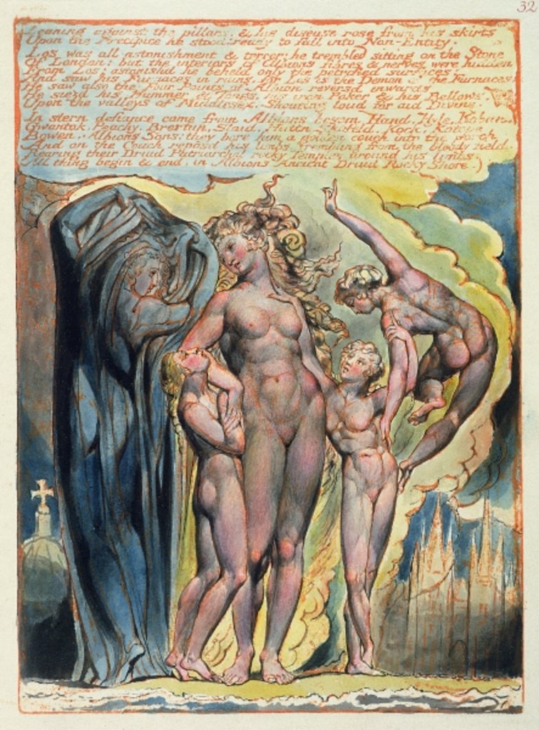 Detail of Leaning Against the Pillars... by William Blake