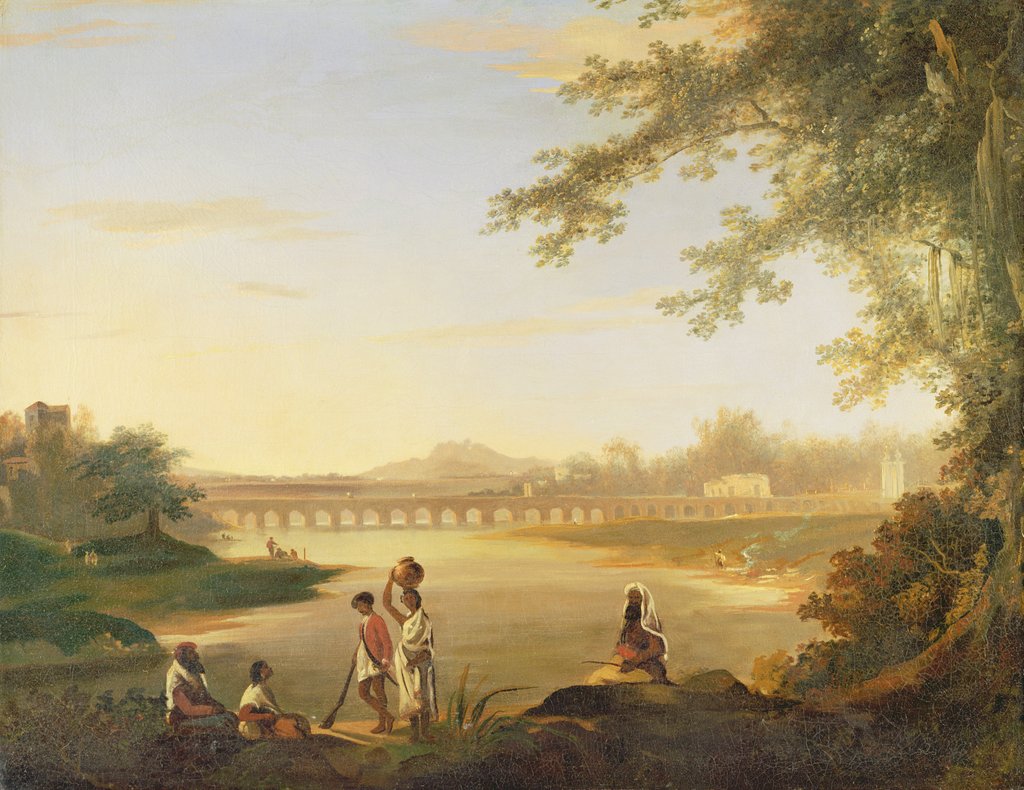 Detail of The Marmalong Bridge, with a Sepoy and Natives in the Foreground, c.1783 by William Hodges