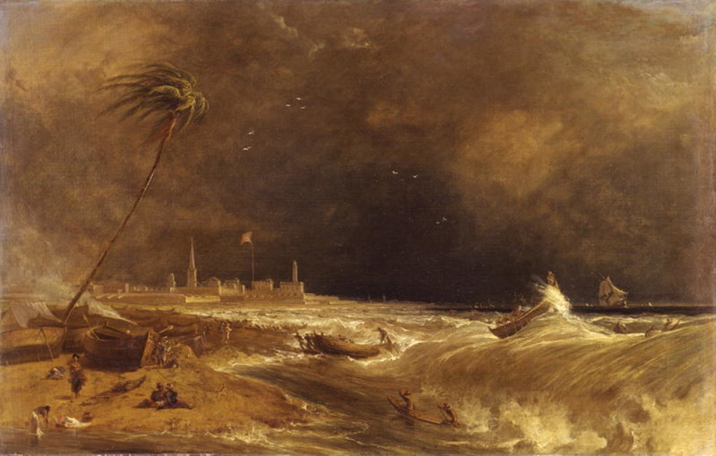 Detail of Madras, or Fort St. George, in the Bay of Bengal - A Squall Passing Off, 1833 by William Daniell