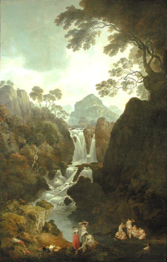 Detail of A Waterfall with Bathers, c.1800-17 by Julius Caesar Ibbetson