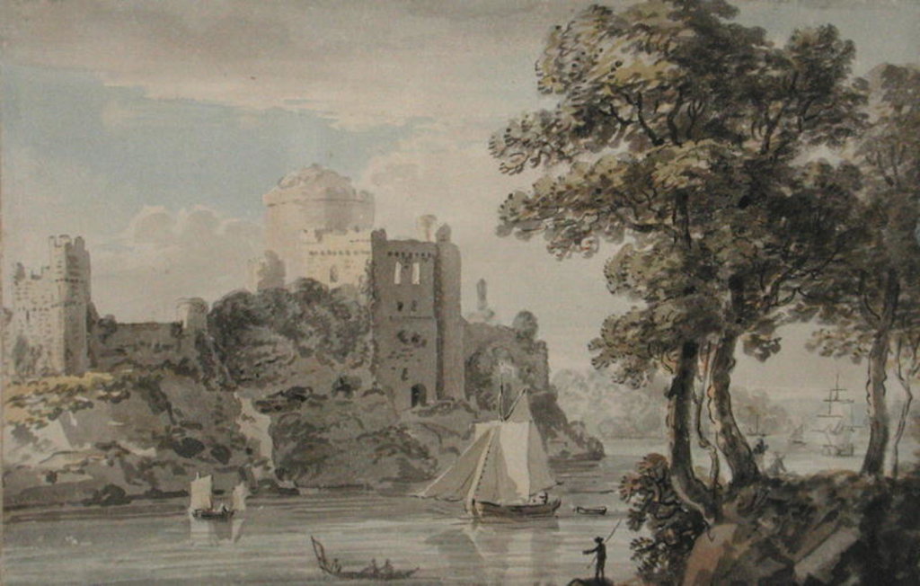 Detail of A Castle on the River by Paul Sandby