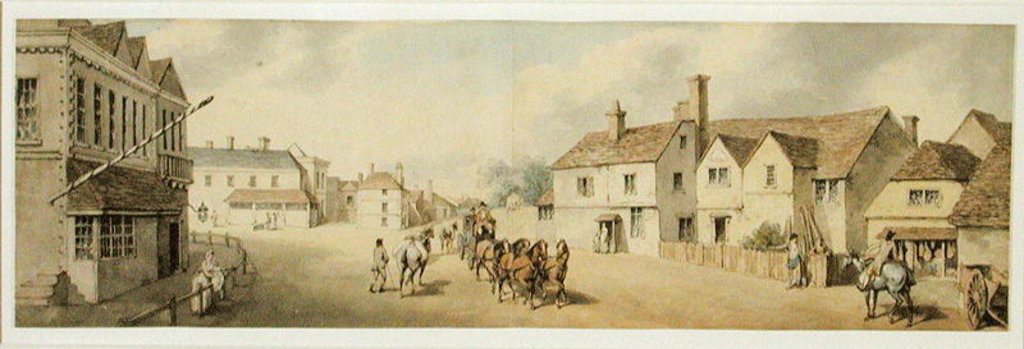 Detail of A Coach and Four Passing through Chippenham, Wiltshire by Samuel Howitt