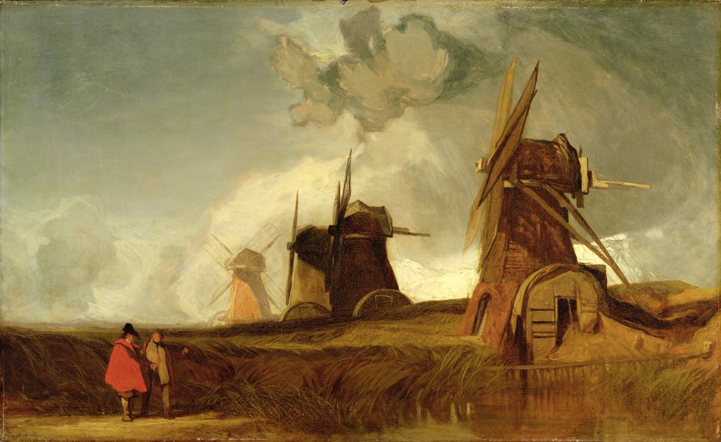 Detail of Drainage Mills in the Fens, Croyland, Lincolnshire, c.1830-40 by John Sell Cotman