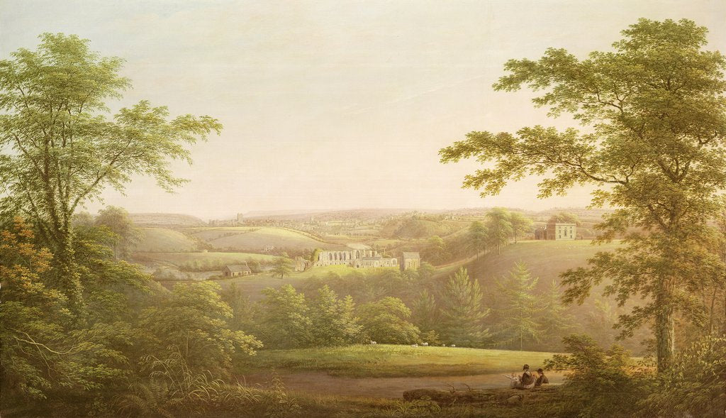 Detail of Easby Hall and Easby Abbey with Richmond, Yorkshire, in the Background, c.1790-1810 by George I Cuitt