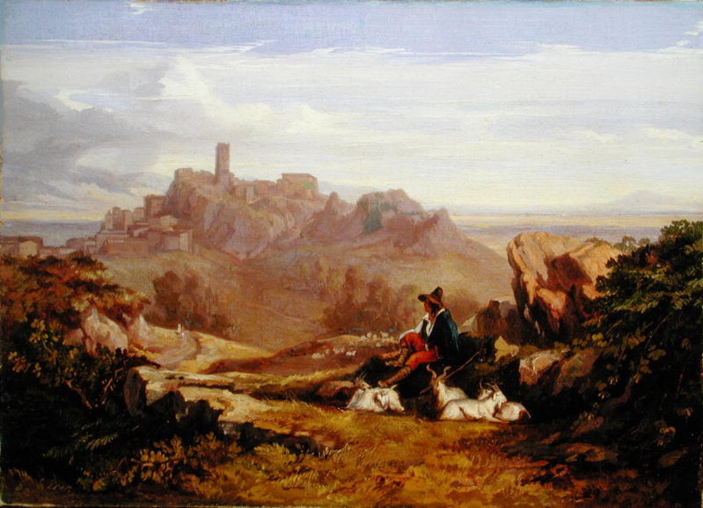 Detail of Landscape with Goatherd, c.1842 by Edward Lear