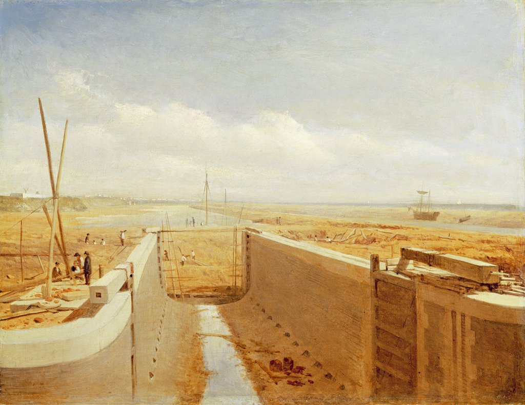 Detail of Canal under Construction, possibly the Bude Canal, c.1840 by Benjamin Williams (attr.to) Leader