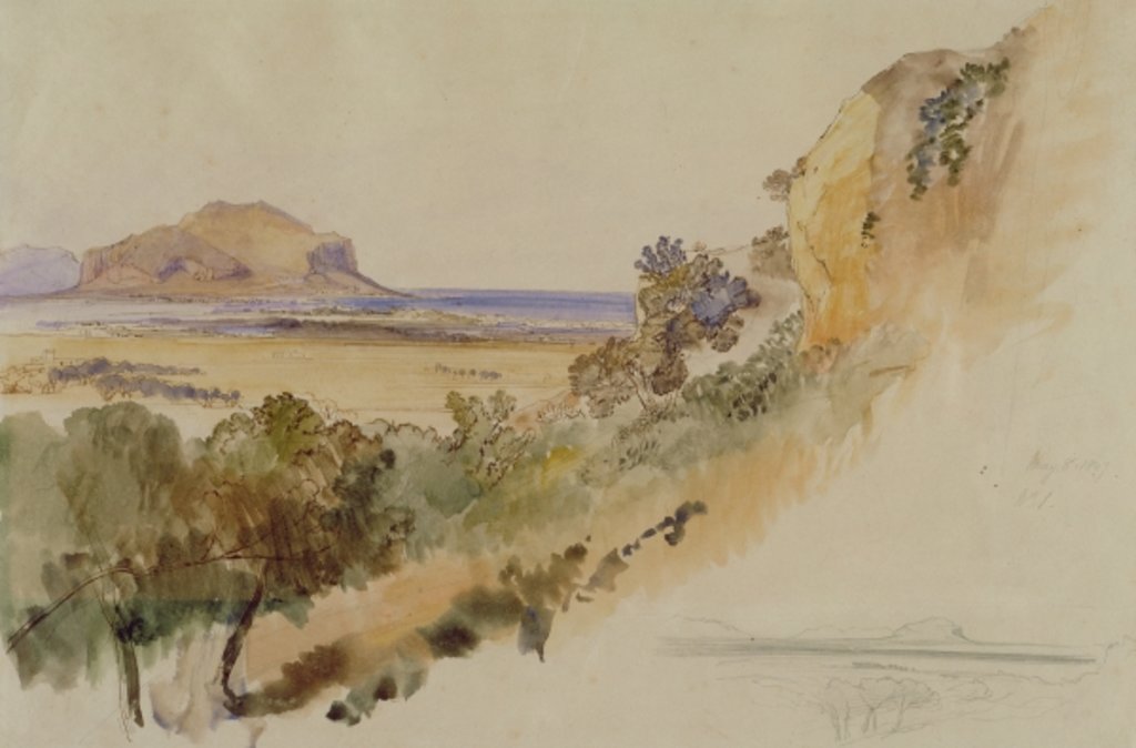 Detail of View near Palermo, 1847 by Edward Lear