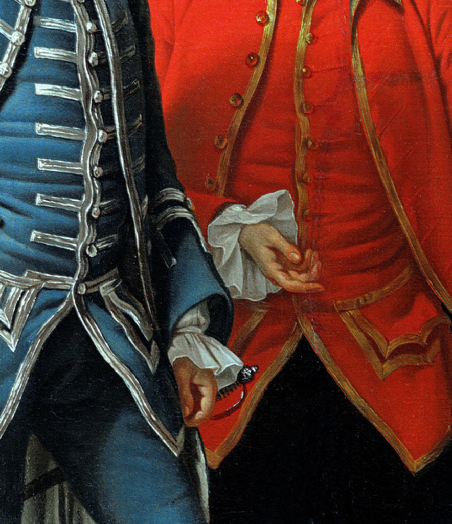 Detail of James Grant of Grant, John Mytton, the Honorable Thomas Robinson and Thomas Wynne, c.1760 by Nathaniel Dance