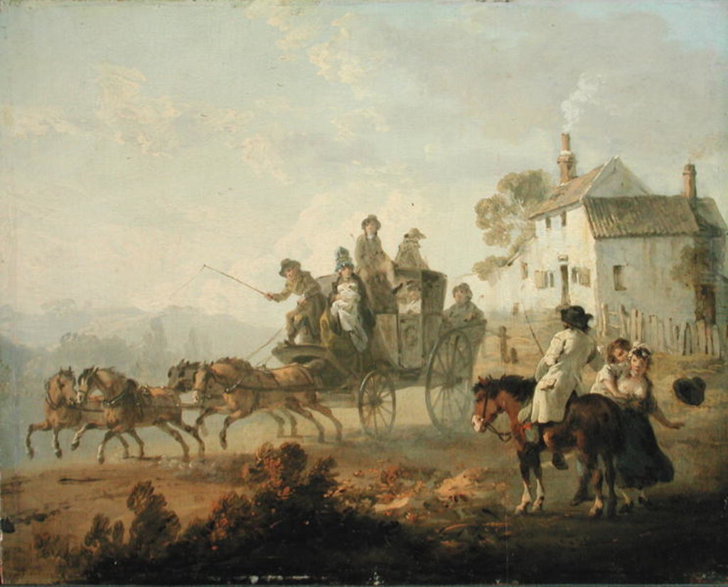 Detail of A Stage Coach on a Country Road, 1792 by Julius Caesar Ibbetson