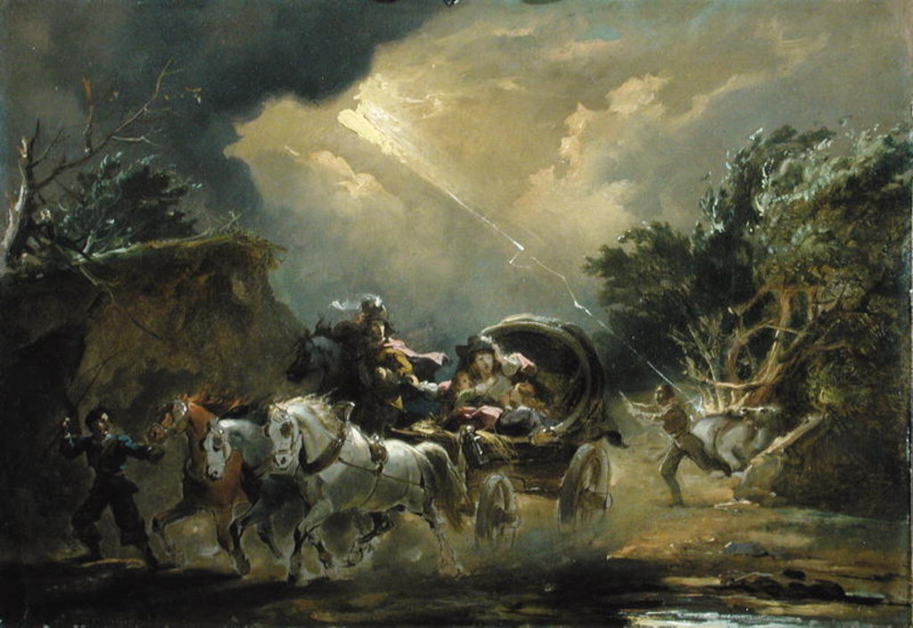 Detail of Coach in a Thunderstorm, 1790s by Philip James de Loutherbourg