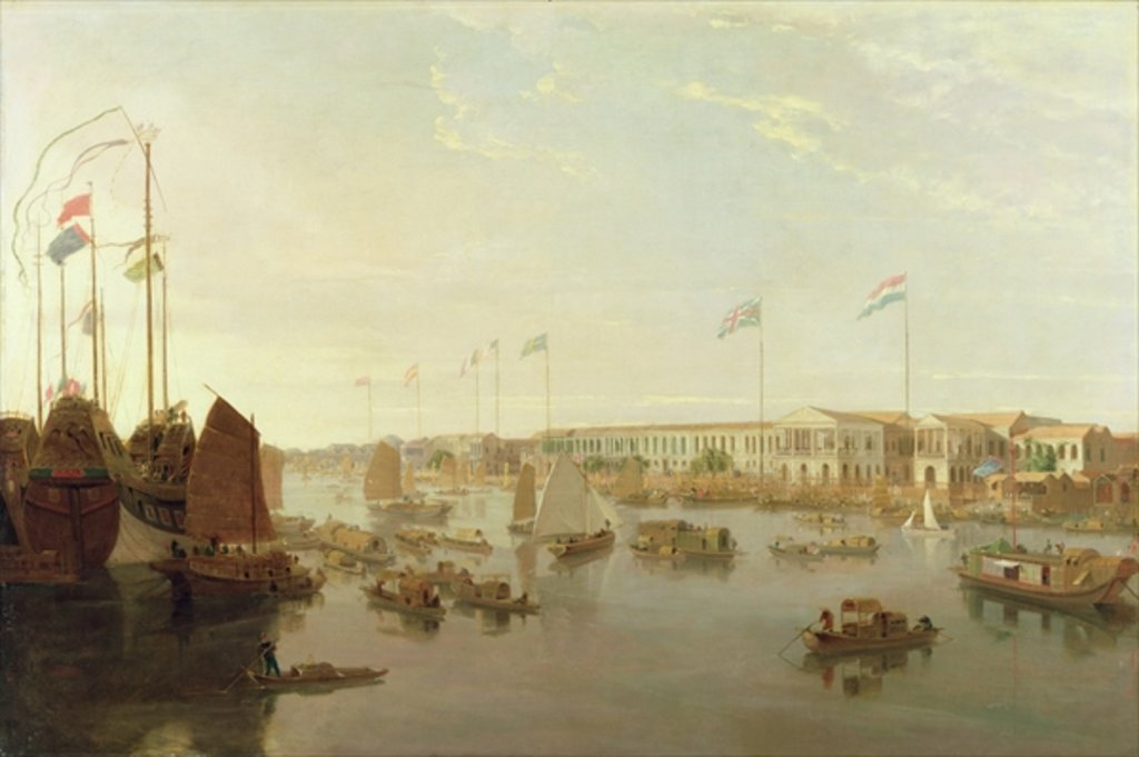 Detail of The European Factories, Canton, 1806 by William Daniell