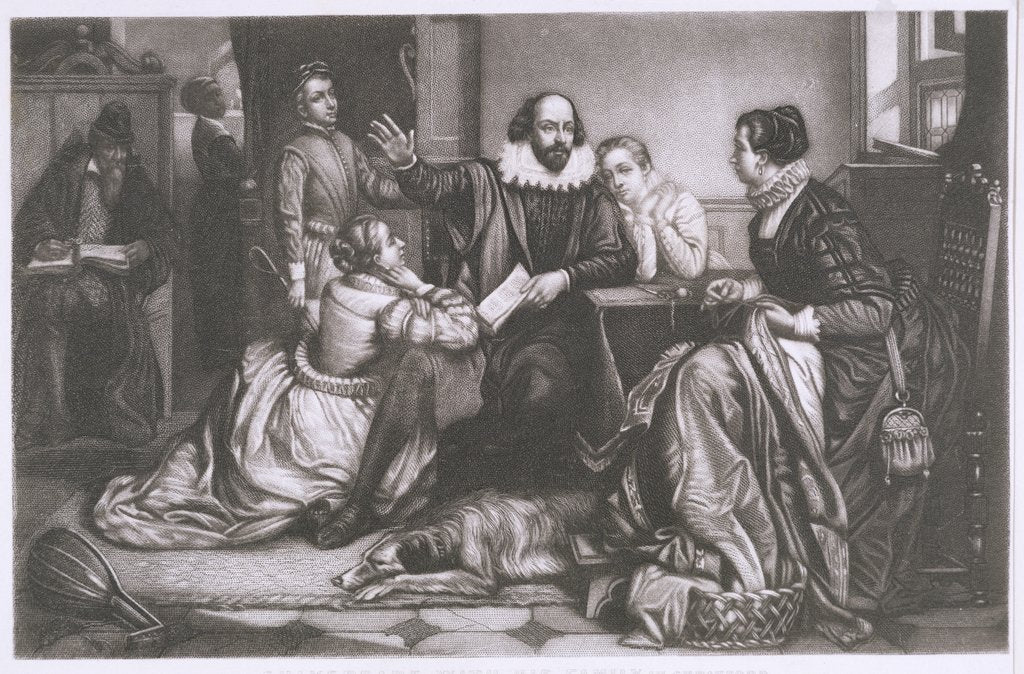 Detail of Shakespeare with his Family, at Stratford, Reciting the Tragedy Hamlet by Edouard Jean Conrad Hamman