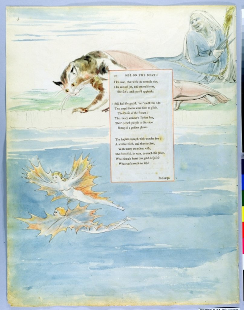 Detail of Design 10 for 'Ode on the Death of a Favourite Cat' by William Blake