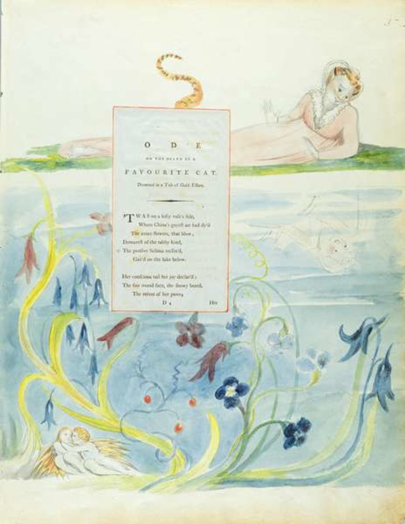 Detail of Design 9 for 'Ode on the Death of a Favourite Cat' by William Blake