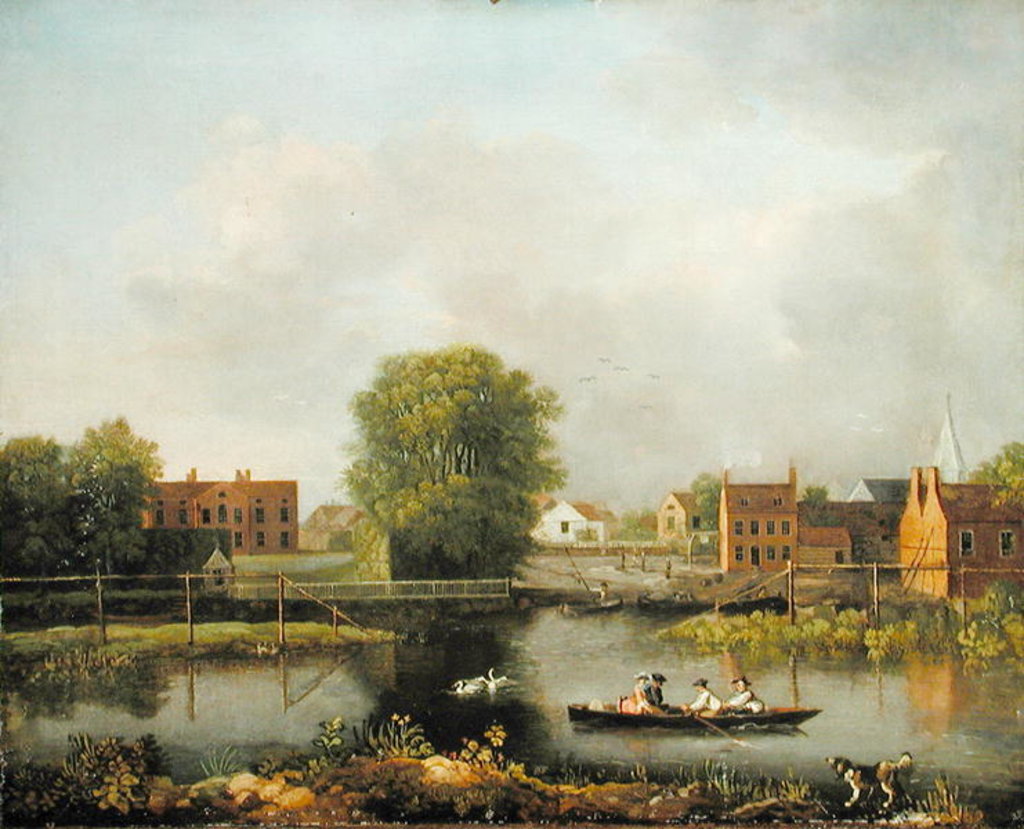 Detail of A River Landscape, possibly a View from the West End of Rochester Bridge, 1800-10 by John Inigo Richards