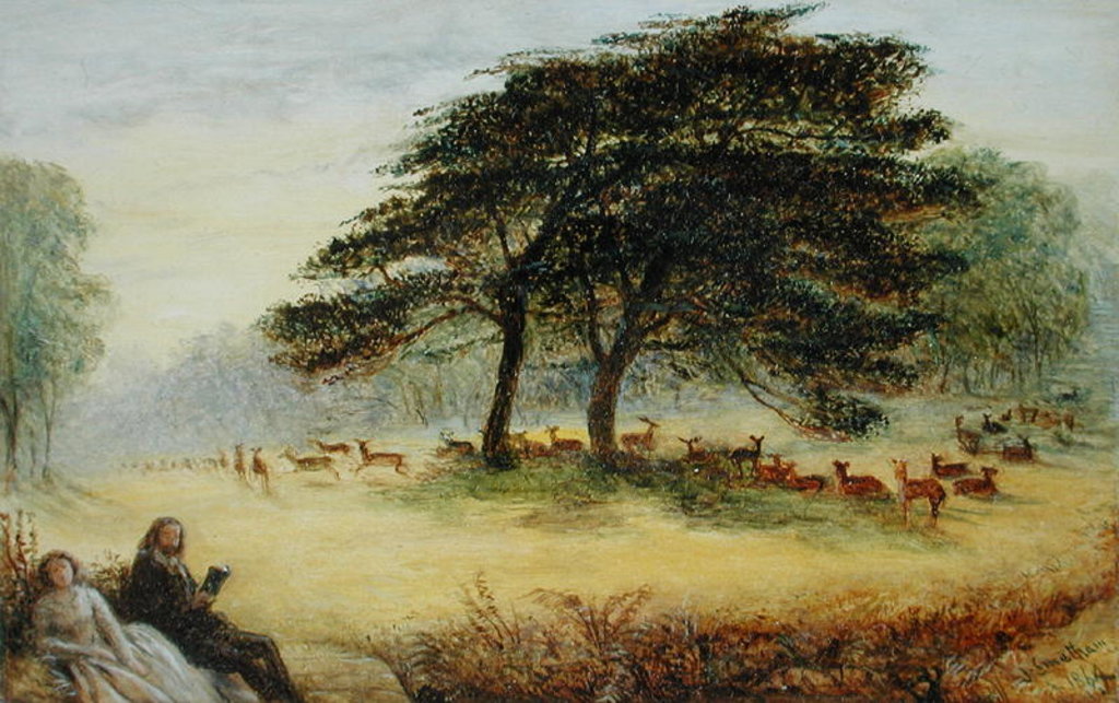 Detail of Lovers in Richmond Park by James Smetham