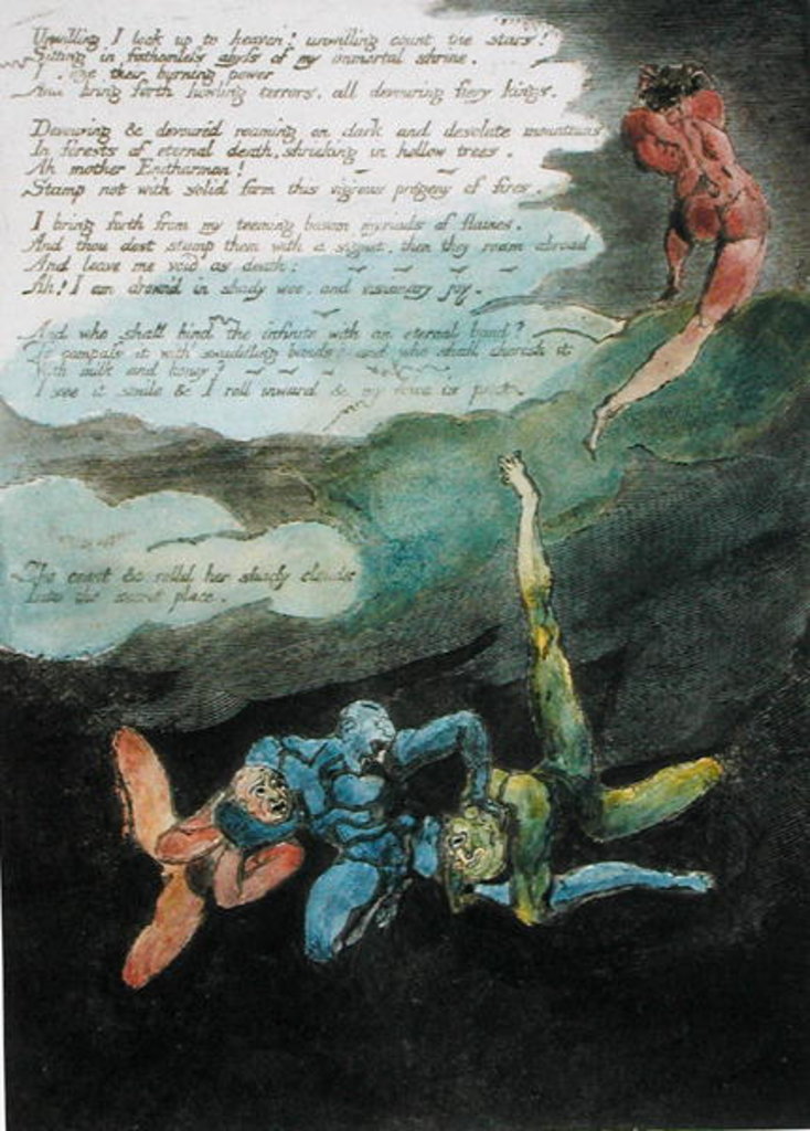 Detail of Unwilling I look up... by William Blake