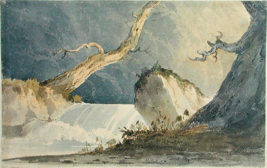 Detail of Waterfall in a Desolate Landscape by John Sell Cotman
