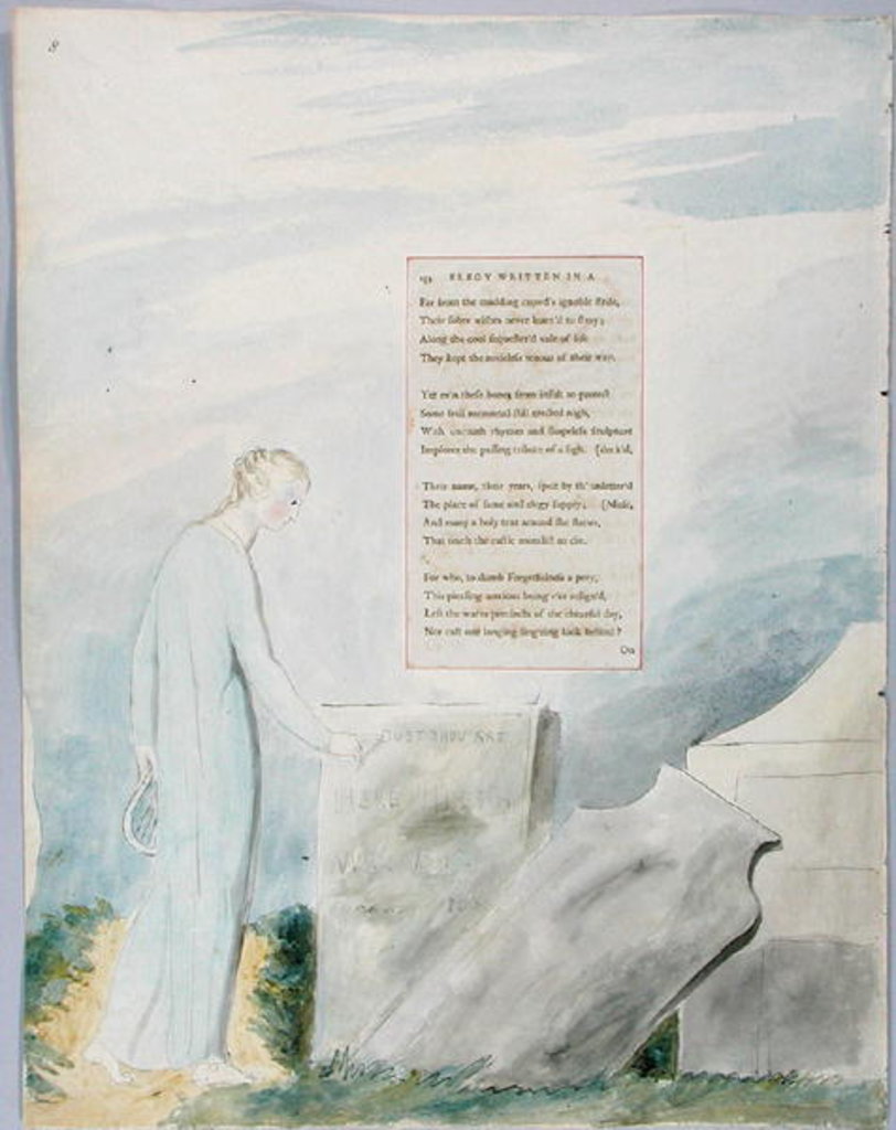 Detail of Elegy written in a Country Church-Yard by William Blake