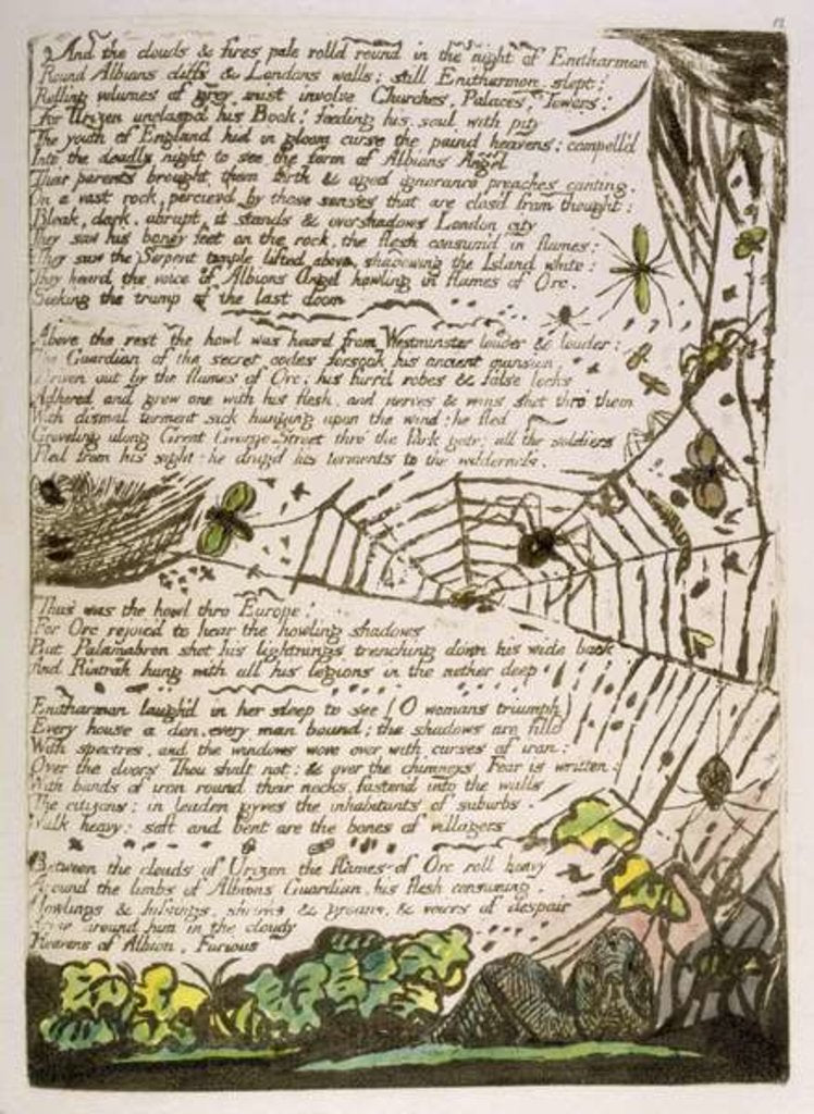 Detail of And the clouds & fires... by William Blake