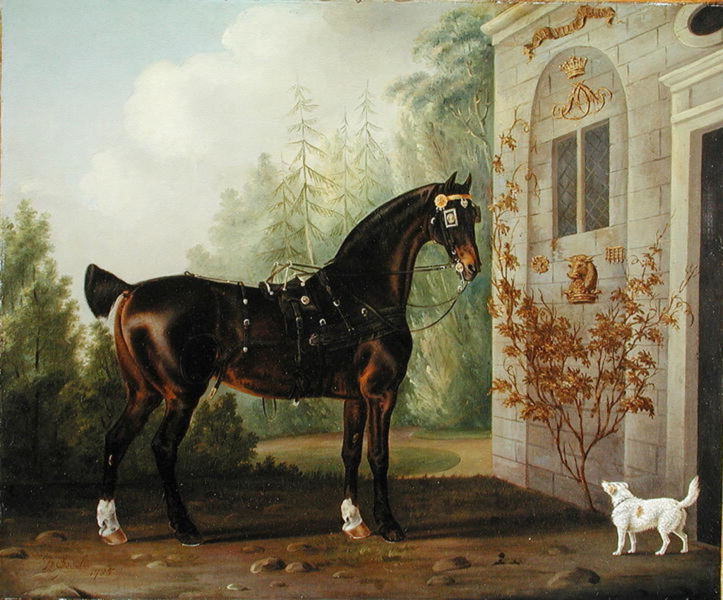 Detail of Lord Abergavenny's Dark Bay Carriage Horse with a Terrier, 1785 by Thomas Gooch
