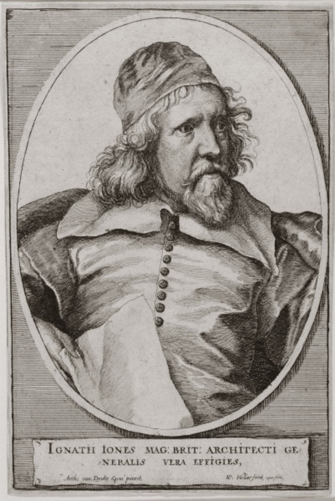 Detail of Portrait of Inigo Jones engraved by Wenceslaus Hollar 1655 by Anthony van Dyck