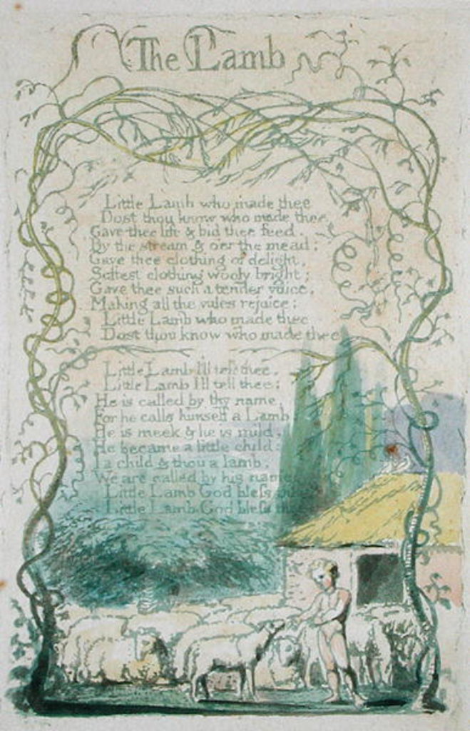 Detail of The Lamb, plate 17 from 'Songs of Innocence,' 1789 by William Blake