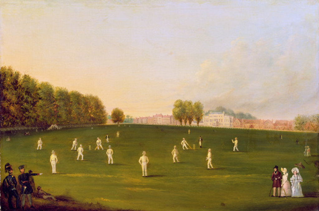 Detail of First Grand Match of cricket played by members of the Royal Amateur Society on Hampton Court Green, 3rd August 1836, 1836 by English School
