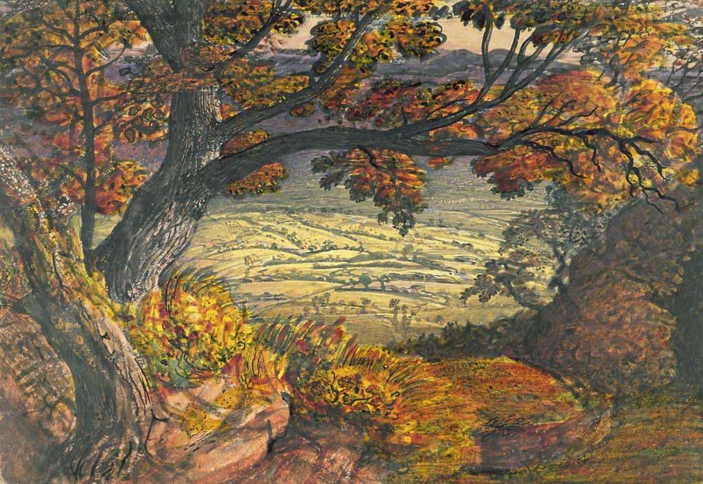 Detail of The Weald of Kent, c.1827-28 by Samuel Palmer