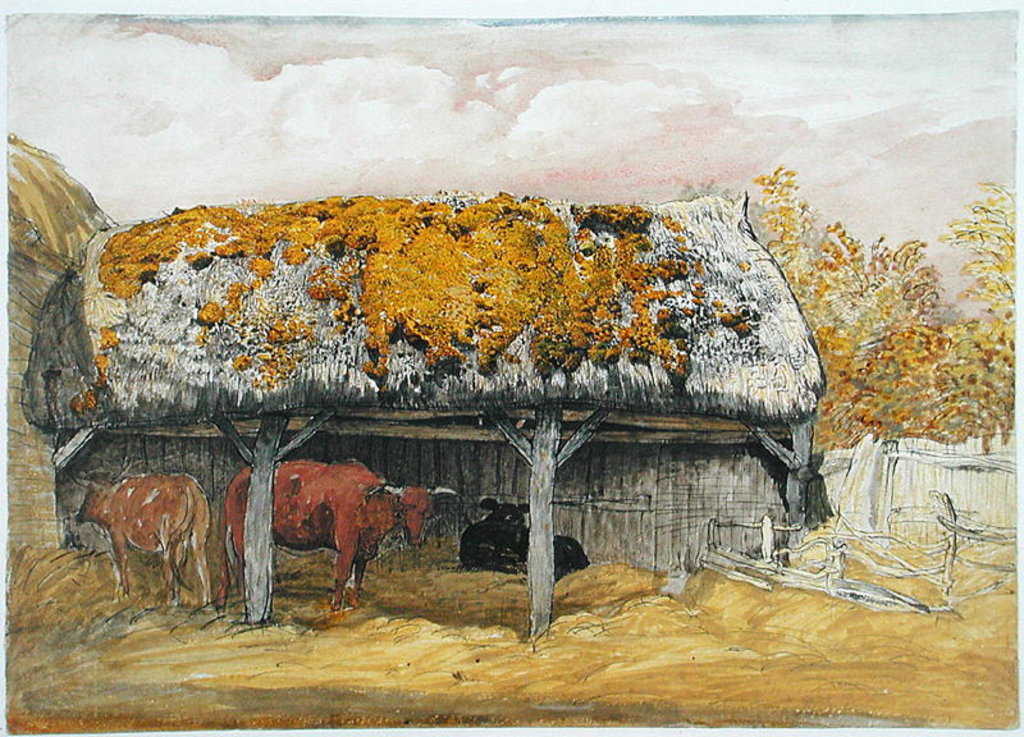 Detail of A Cow Lodge with a Mossy Roof, c.1829 by Samuel Palmer