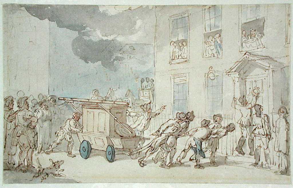 Detail of The Arrival of the Fire Engine by Thomas Rowlandson