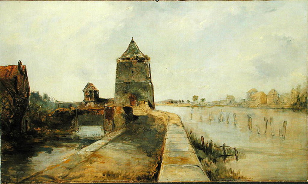 Detail of The Rhine at Constance c.1830 by Edward Thomas Daniell