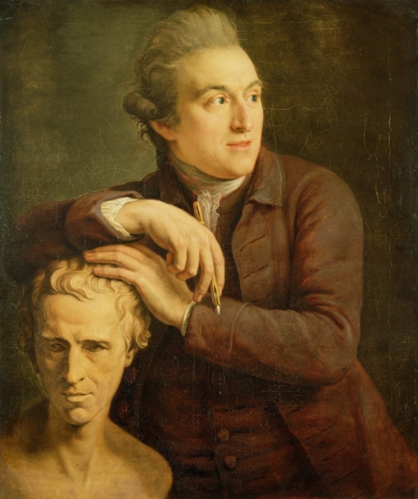 Detail of Joseph Nollekens with his bust of Laurence Sterne 1772 by John Francis Rigaud