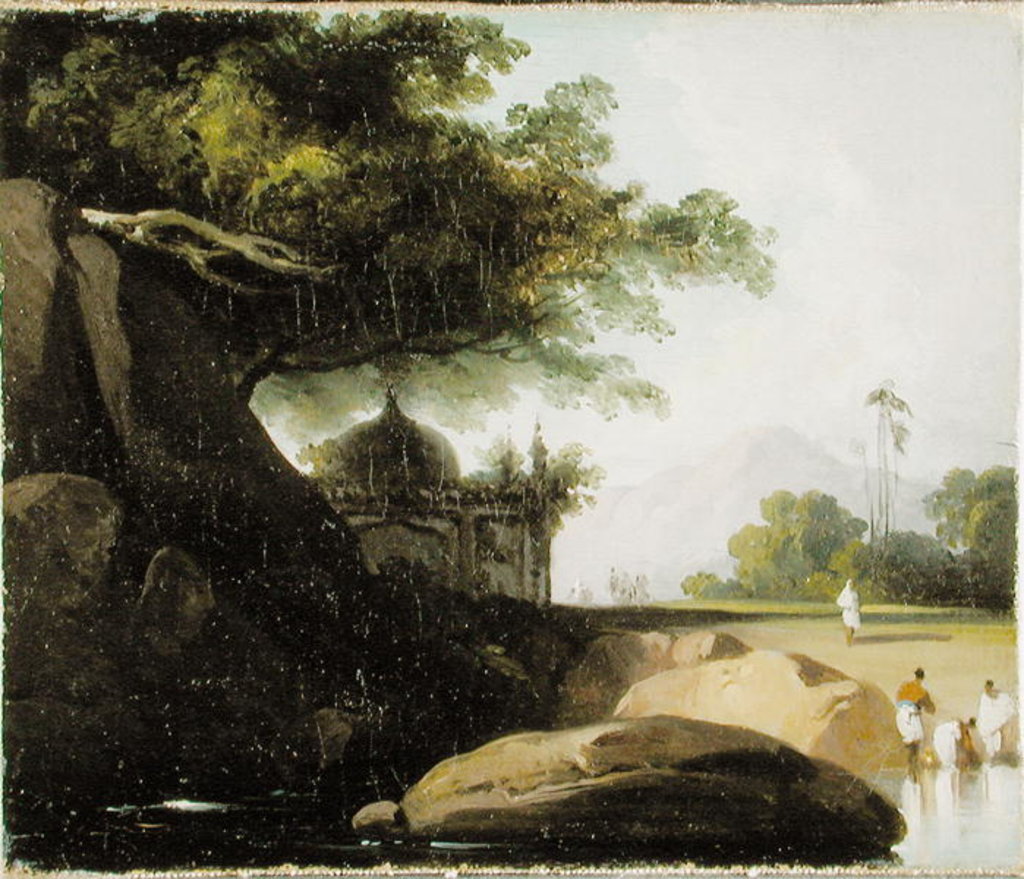 Detail of Indian Landscape with Temple, c.1815 by George Chinnery